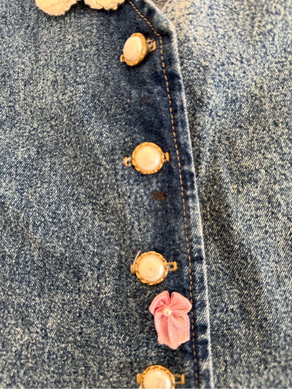 Vintage Cherokee Denim Button-Front Vest with Lace Trim - Picture 7 of 7